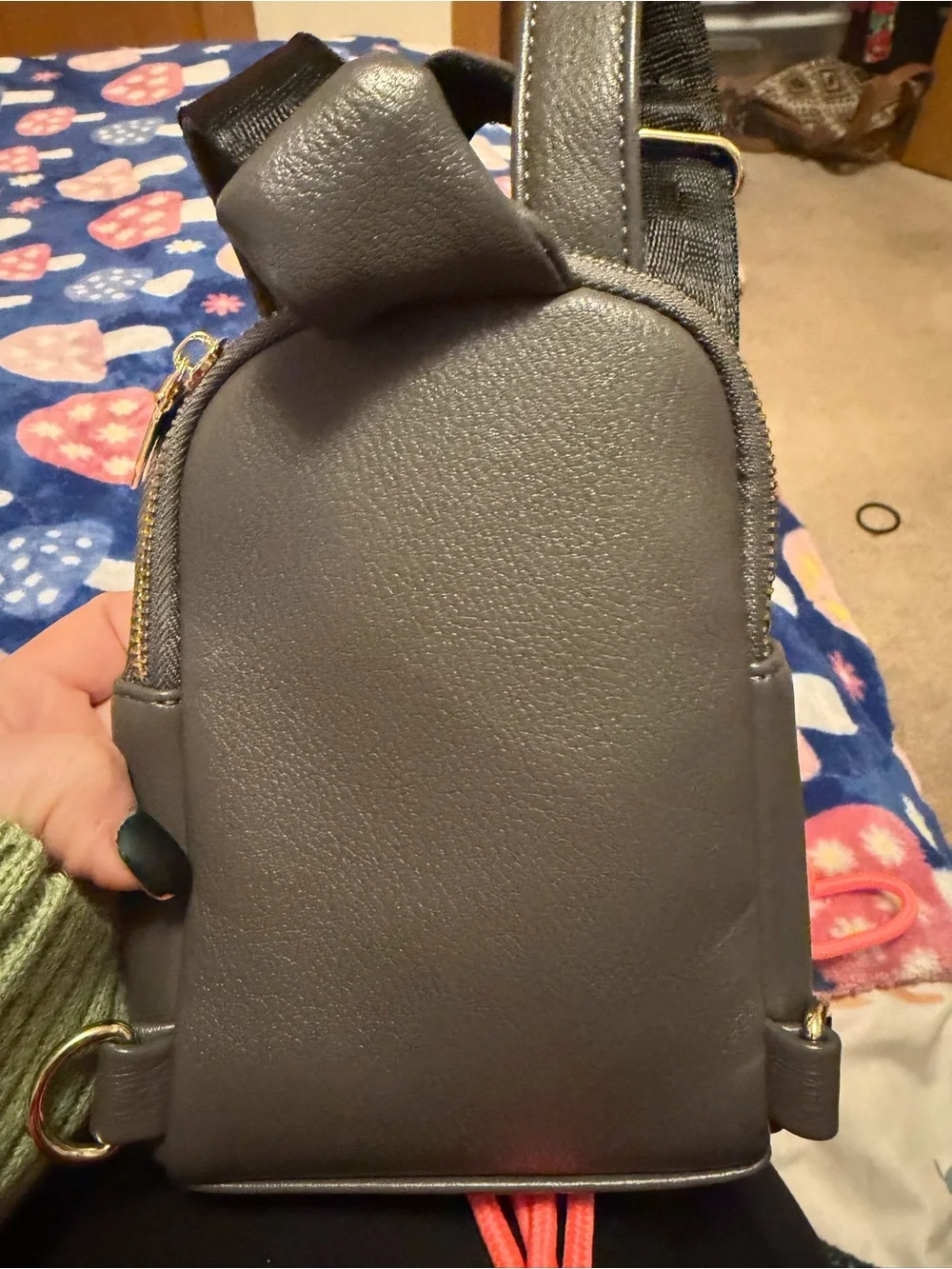 Nica Small Gray Leather INICAT Mini Backpack with Gold Hardware